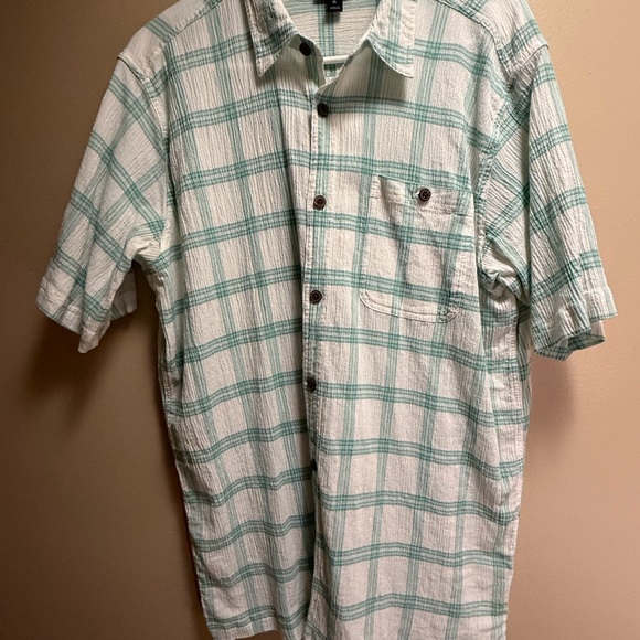 Patagonia Organic Cotton‎ Crinkle Plaid Shirt XL Short Sleeve Green - Picture 2 of 12